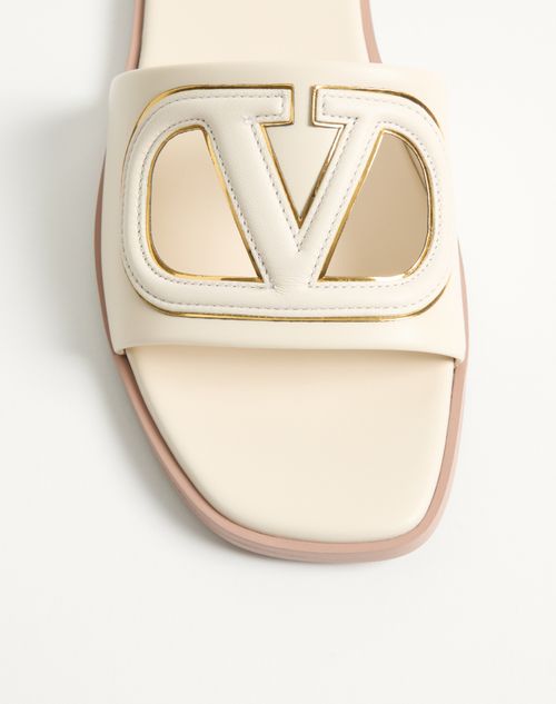 Valentino Garavani - Vlogo Cut-out Calfskin Slide Sandal - Ivory - Woman - Sandals